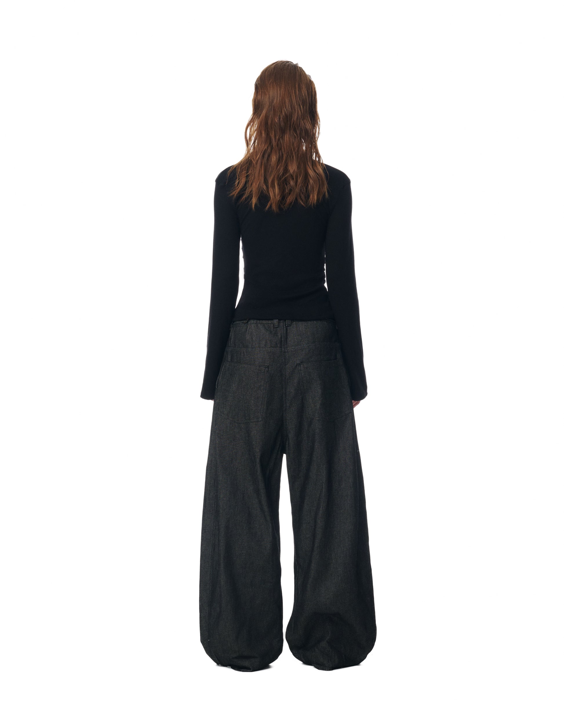 SIDE PLEAT RAW DENIM PANTS
