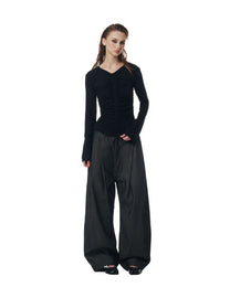 SIDE PLEAT RAW DENIM PANTS