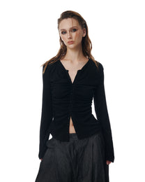 RUCHED CARDIGAN TOP