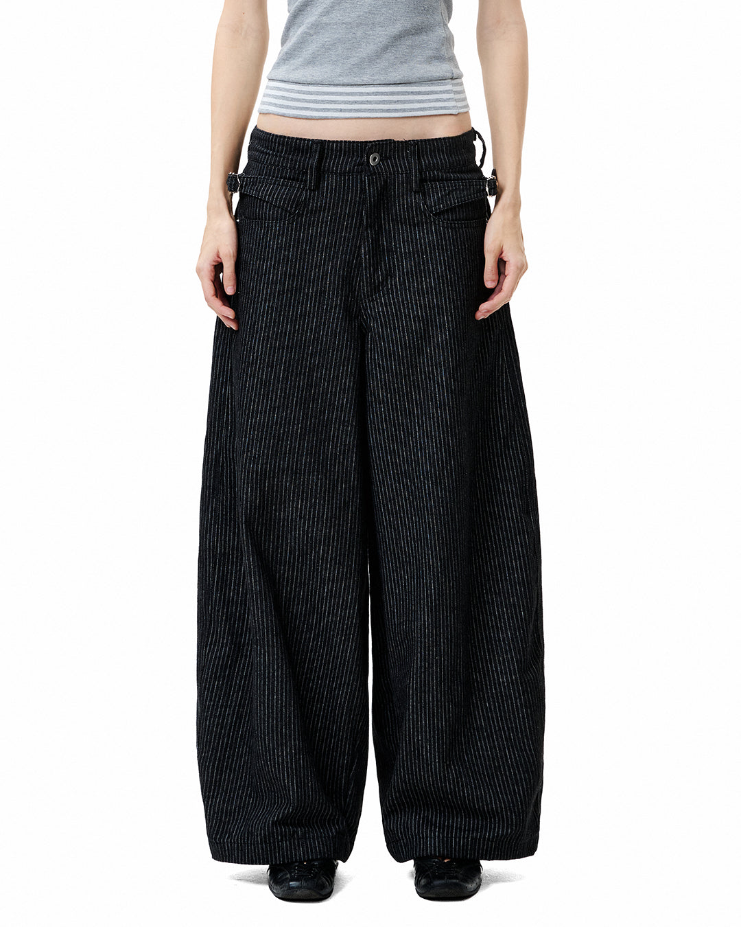 Pinstripe Denim Jeans