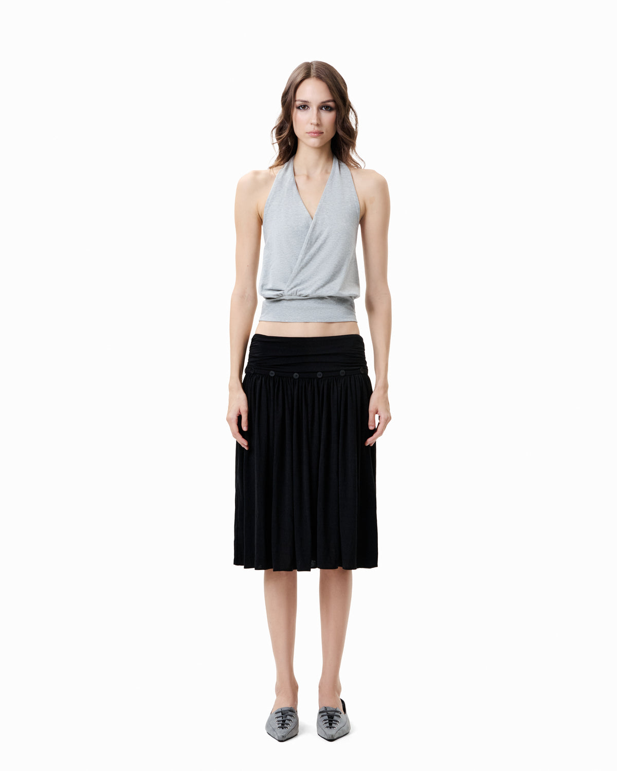 Drape Midi Skirt - Noir