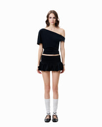 Off Shoulder Open Back Top - Black