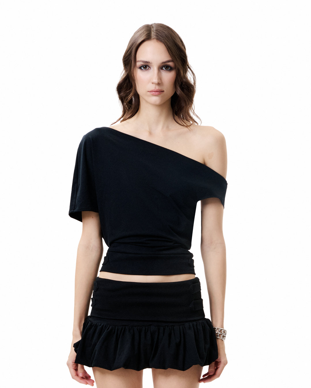 Off Shoulder Open Back Top - Black