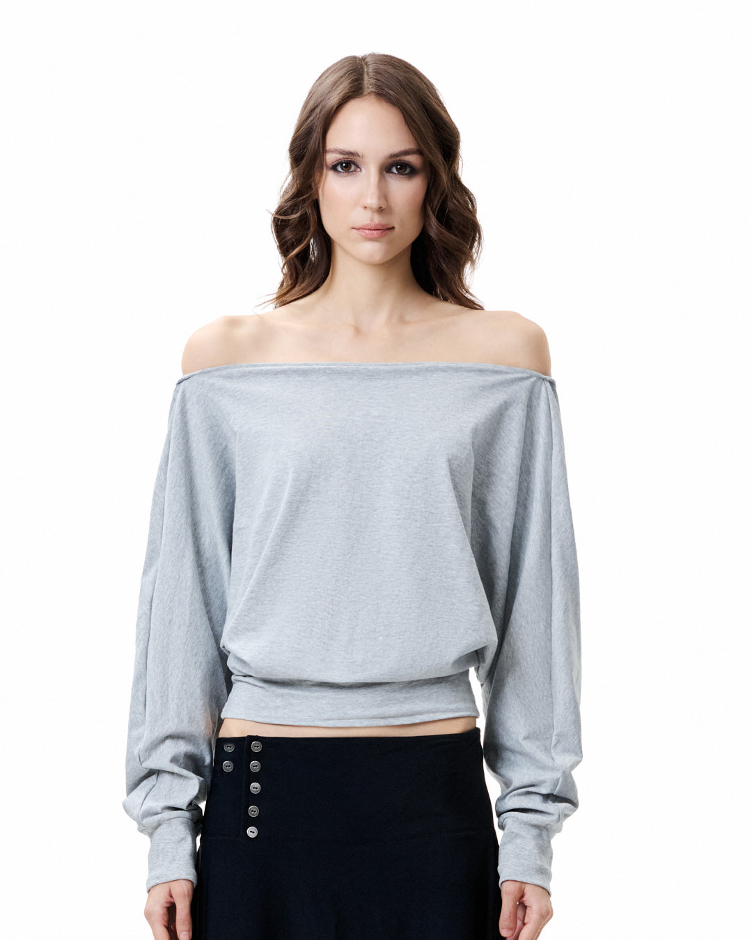 Drape Long Sleeve Top - Heather Grey