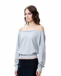 Drape Long Sleeve Top - Heather Grey