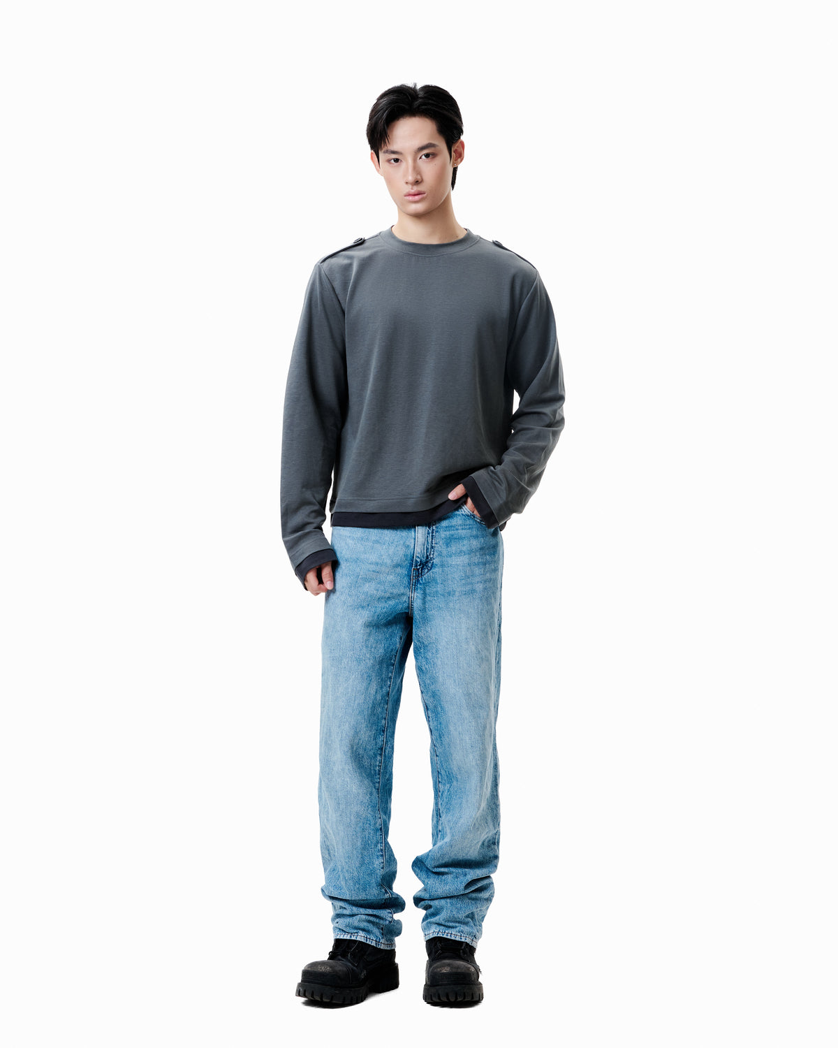 Layered Long Sleeve — Charcoal