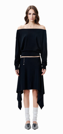 Drape Long Sleeve Top - Black