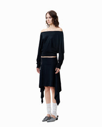 Drape Long Sleeve Top - Black