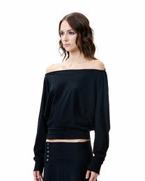 Drape Long Sleeve Top - Black