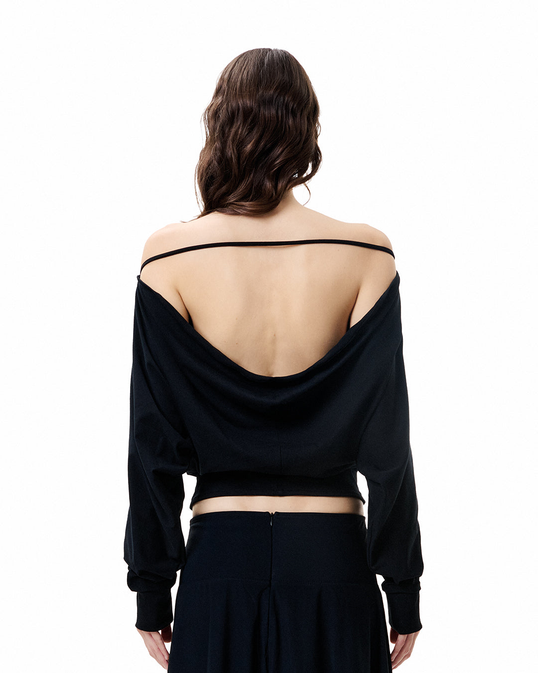 Drape Long Sleeve Top - Black