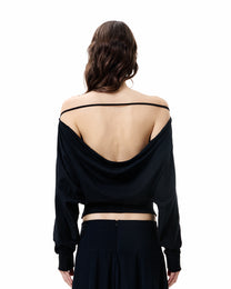 Drape Long Sleeve Top - Black