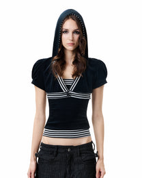 Line Hood Top - Black