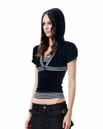 Line Hood Top - Black