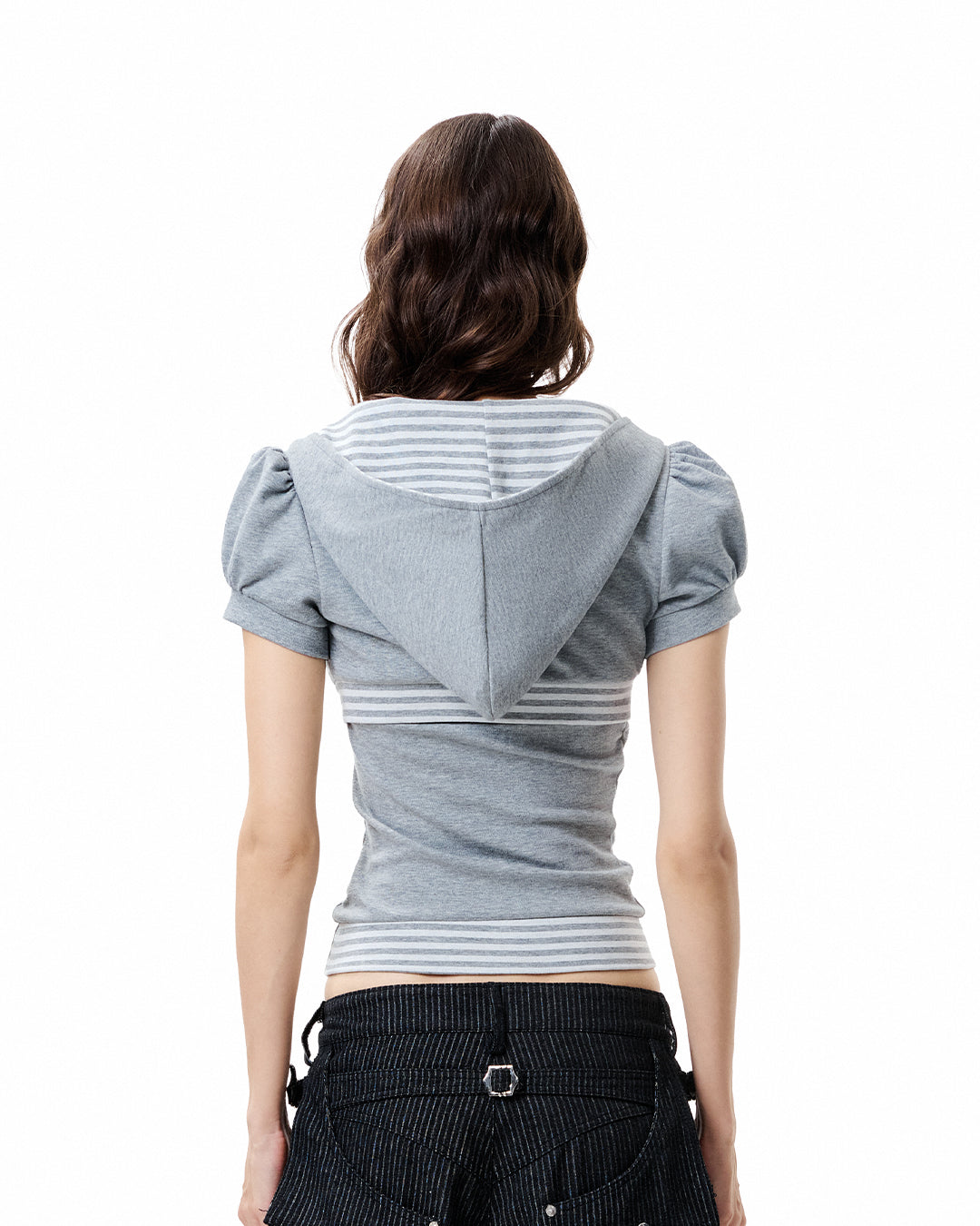 Line Hood Top - Heather Grey