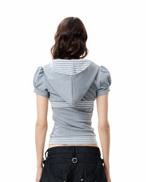 Line Hood Top - Heather Grey