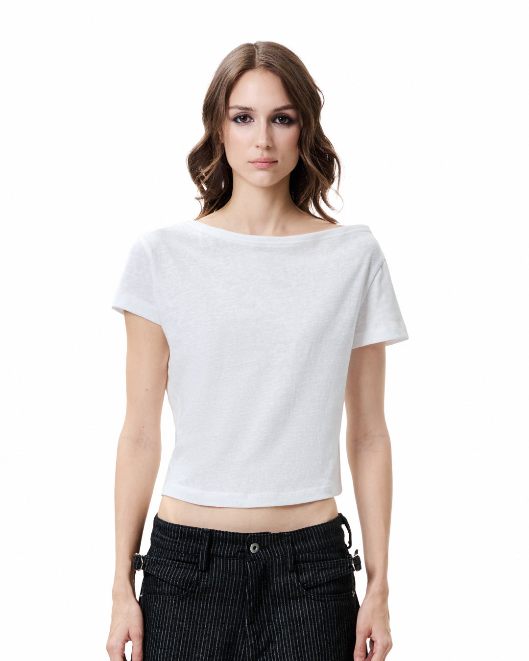 Asymmetric Cutout Slub Tee - Off White