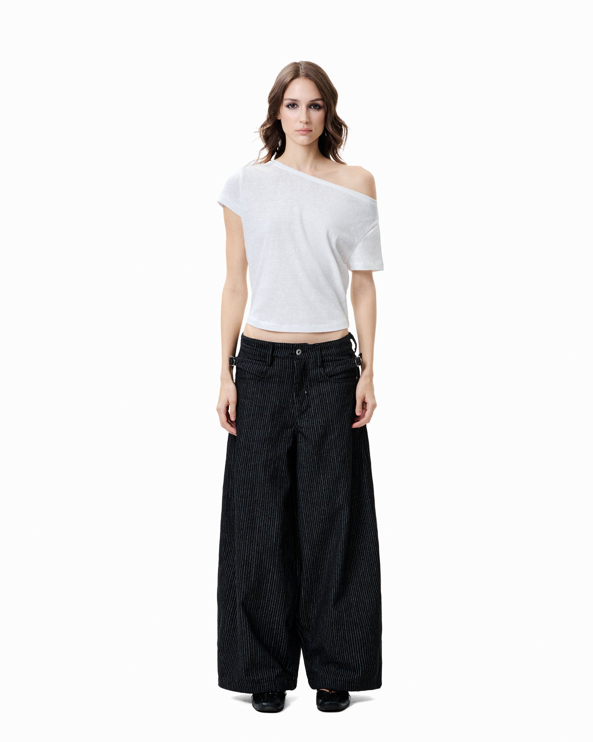 Asymmetric Cutout Slub Tee - Off White