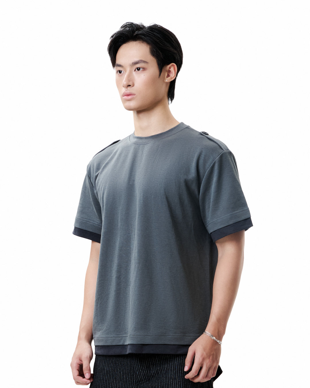 Layered Crew Tee - Charcoal