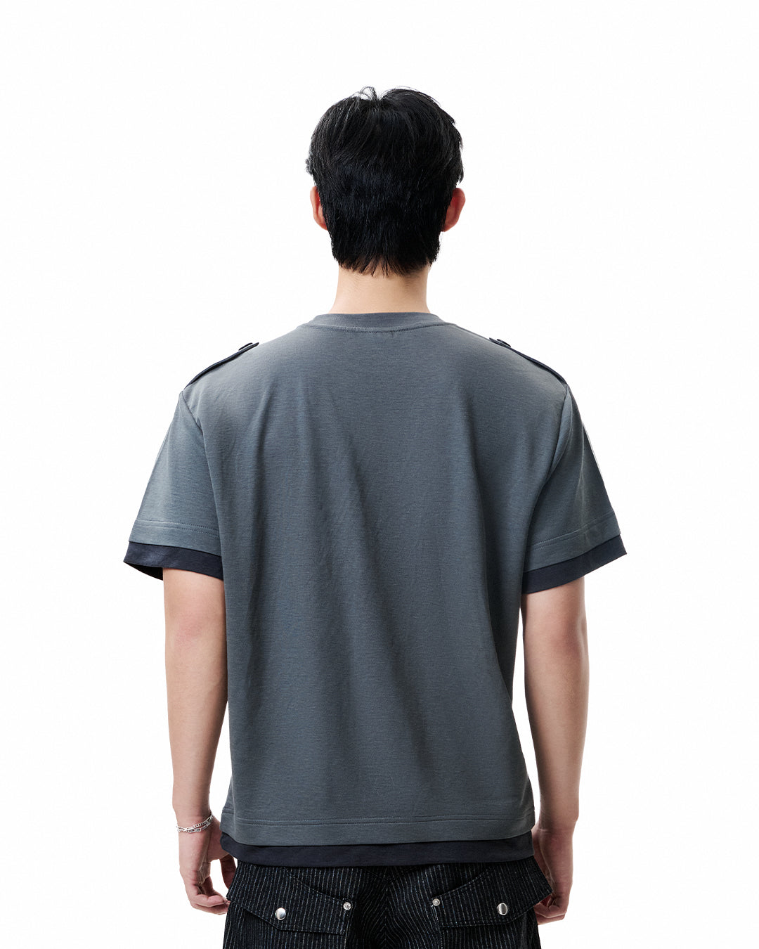 Layered Crew Tee - Charcoal