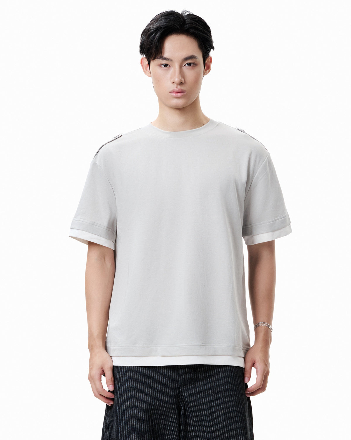 Layered Crew Tee - Stone