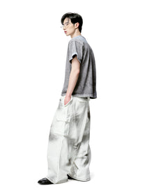 Grey Panelled Washed Cotton Jersey