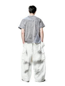 Grey Panelled Washed Cotton Jersey