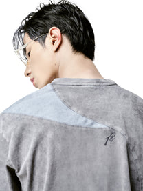 Grey Panelled Washed Cotton Jersey