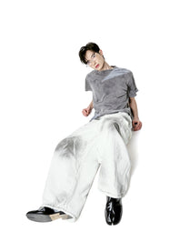 Grey Panelled Washed Cotton Jersey