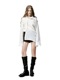 Oversized Ruched Button-up Shirt