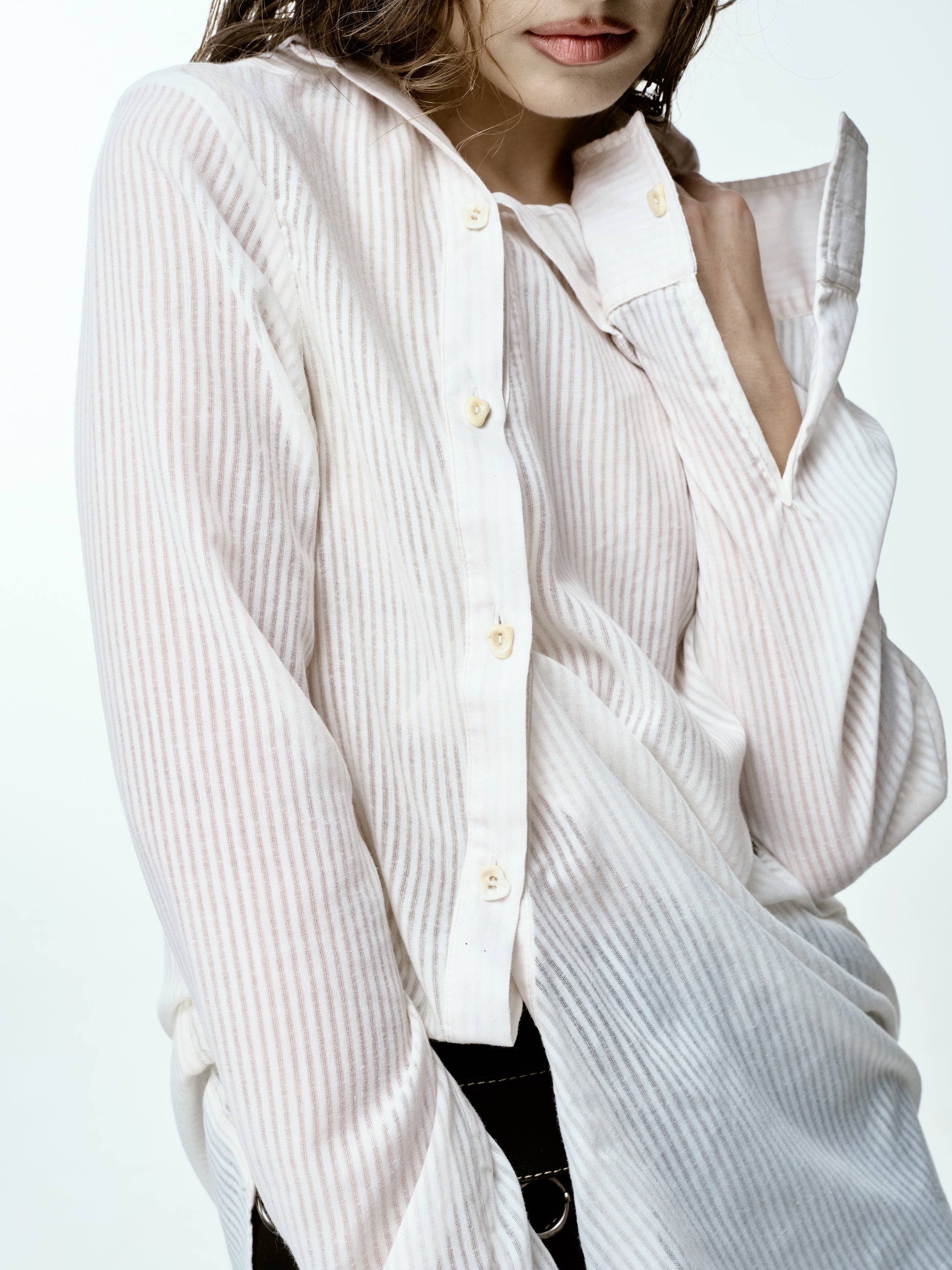 Oversized Ruched Button-up Shirt