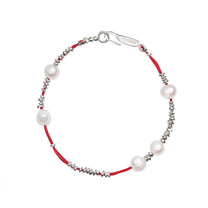 Red Thread Silver Pearl Bracelet