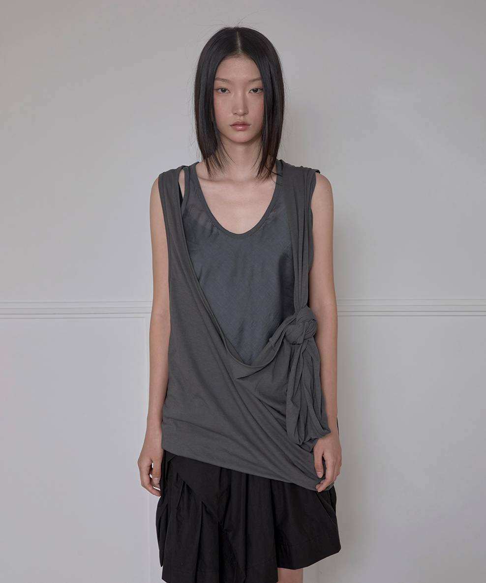 Asymmetrical Layered Sleeveless (Charcoal)