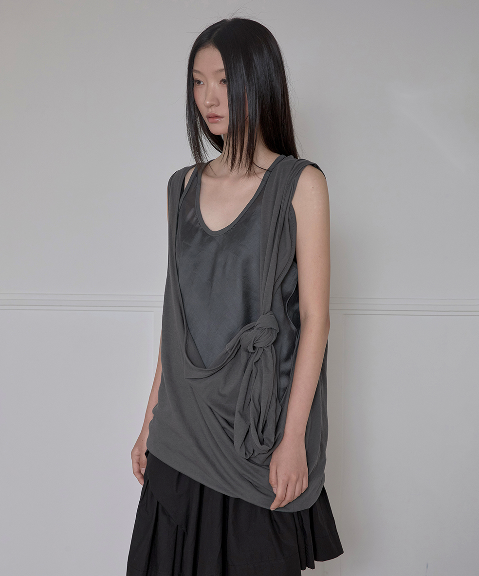 Asymmetrical Layered Sleeveless (Charcoal)