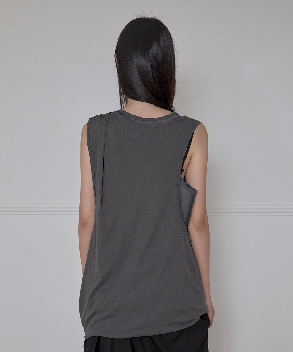 Asymmetrical Layered Sleeveless (Charcoal)