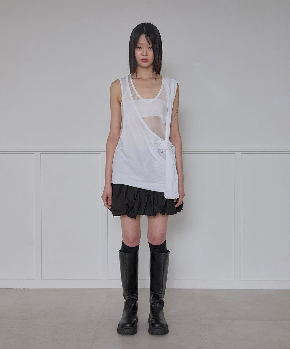 Asymmetrical Layered Sleeveless (White)
