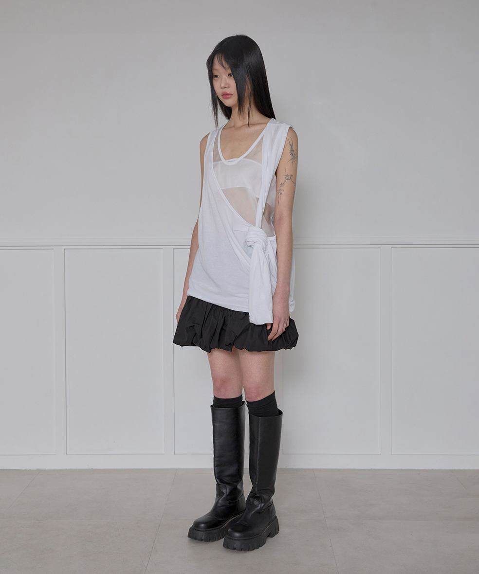Asymmetrical Layered Sleeveless (White)