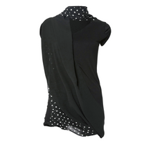 Layered Dot Scarf T-Shirt (Black)