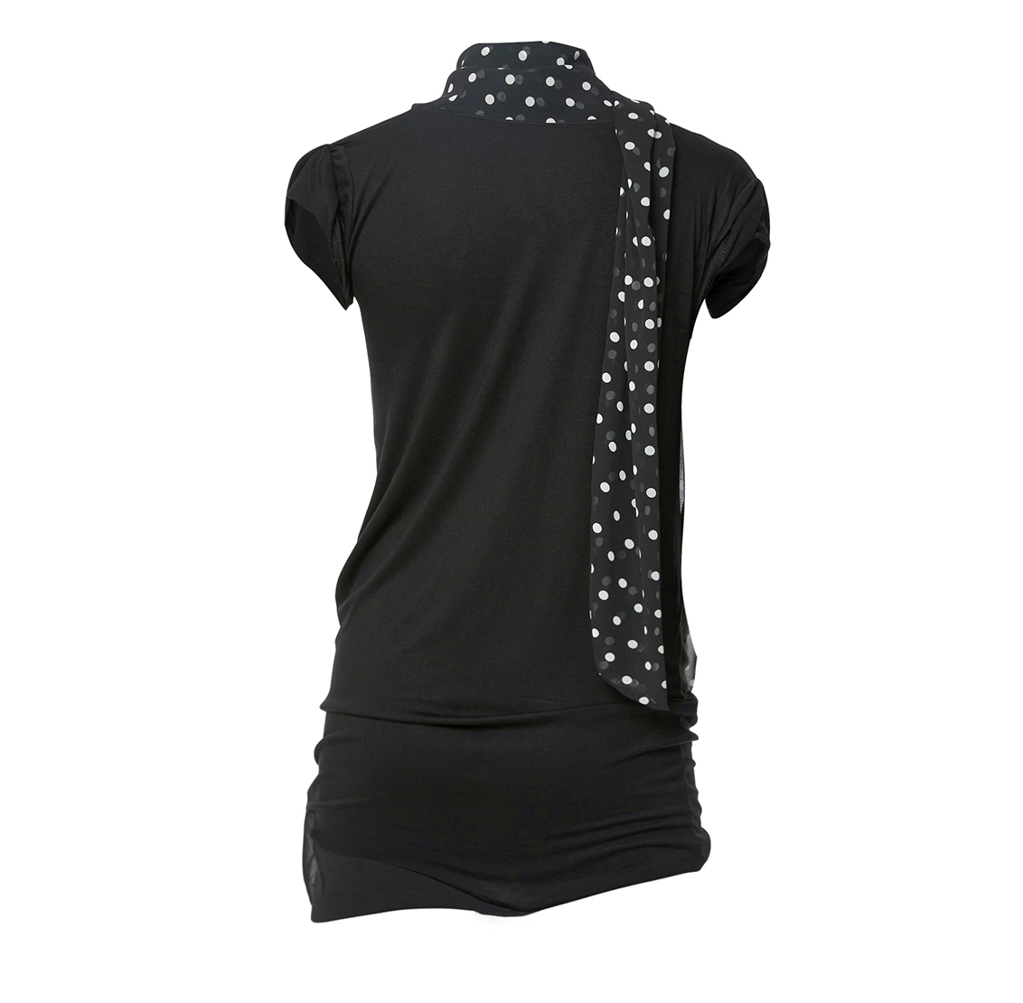 Layered Dot Scarf T-Shirt (Black)
