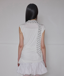 Layered Dot Scarf T-Shirt (White)