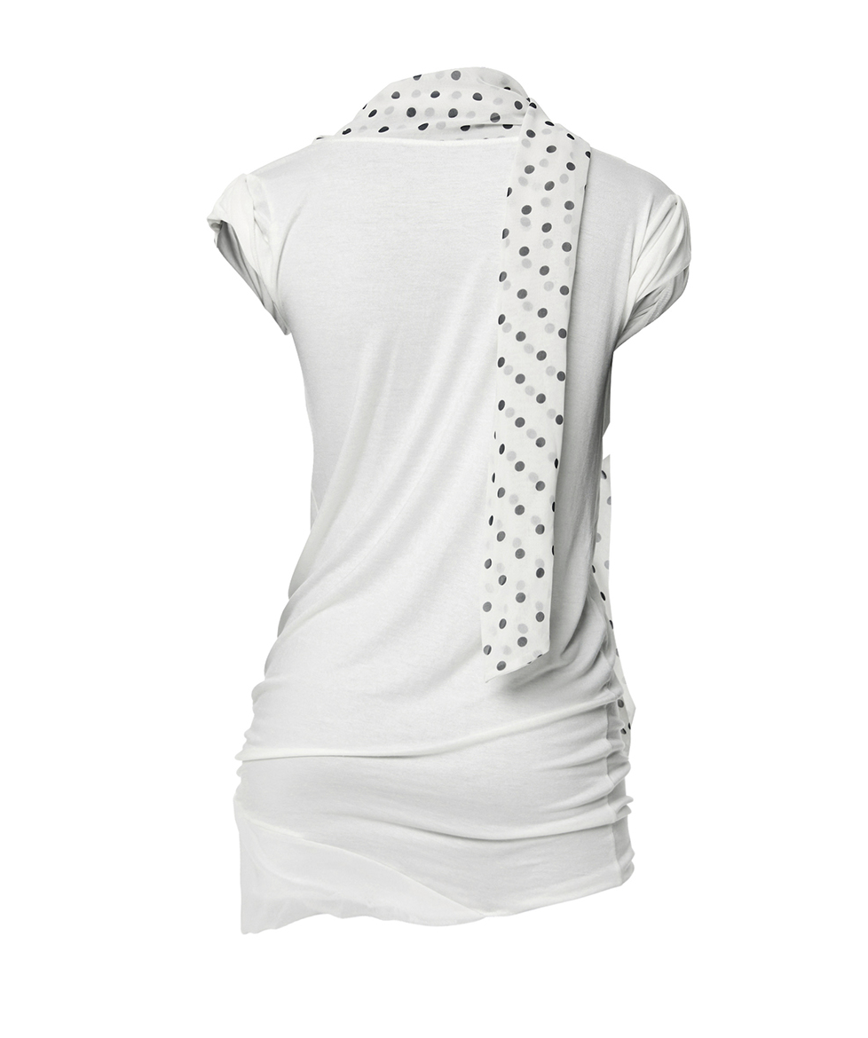 Layered Dot Scarf T-Shirt (White)