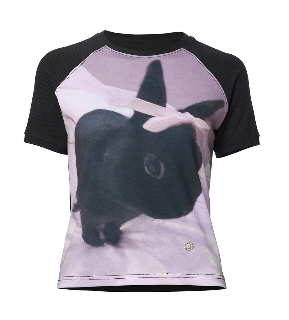 Bunny Waffle Raglan T-Shirt (Black)