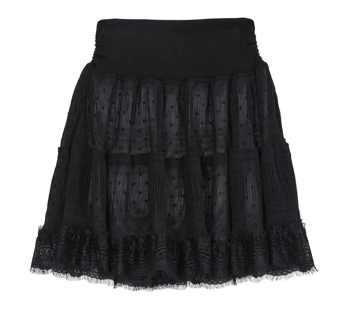 Layered Dot Ruffle Skirt (Black)