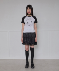 Layered Dot Ruffle Skirt (Black)