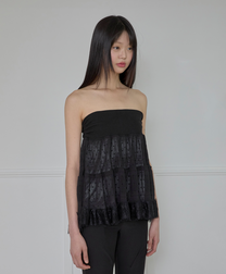 Layered Dot Ruffle Skirt (Black)