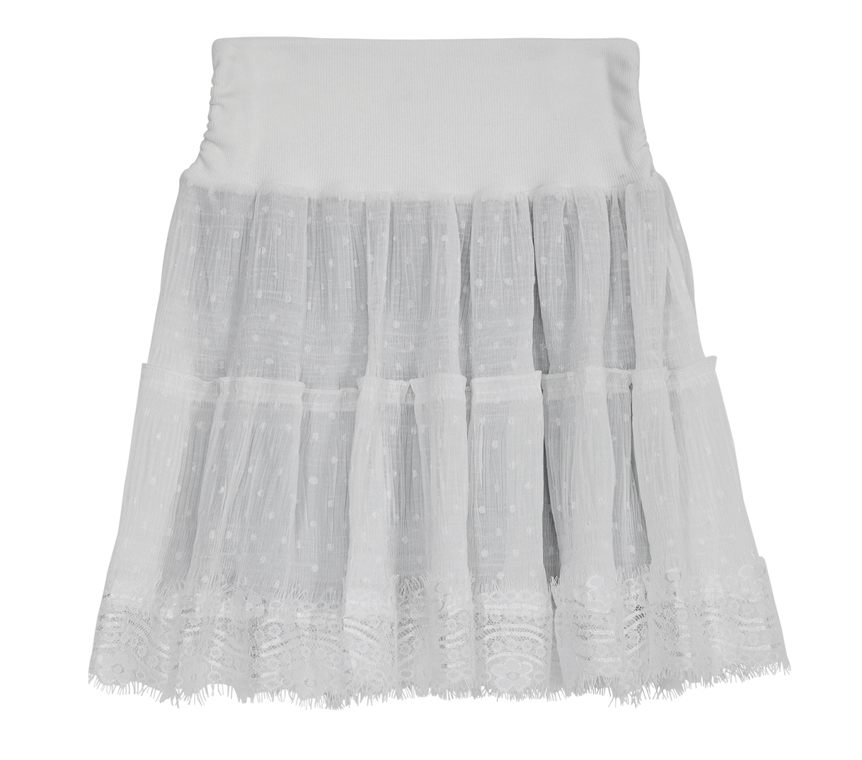 Layered Dot Ruffle Skirt (White)