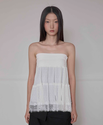 Layered Dot Ruffle Skirt (White)