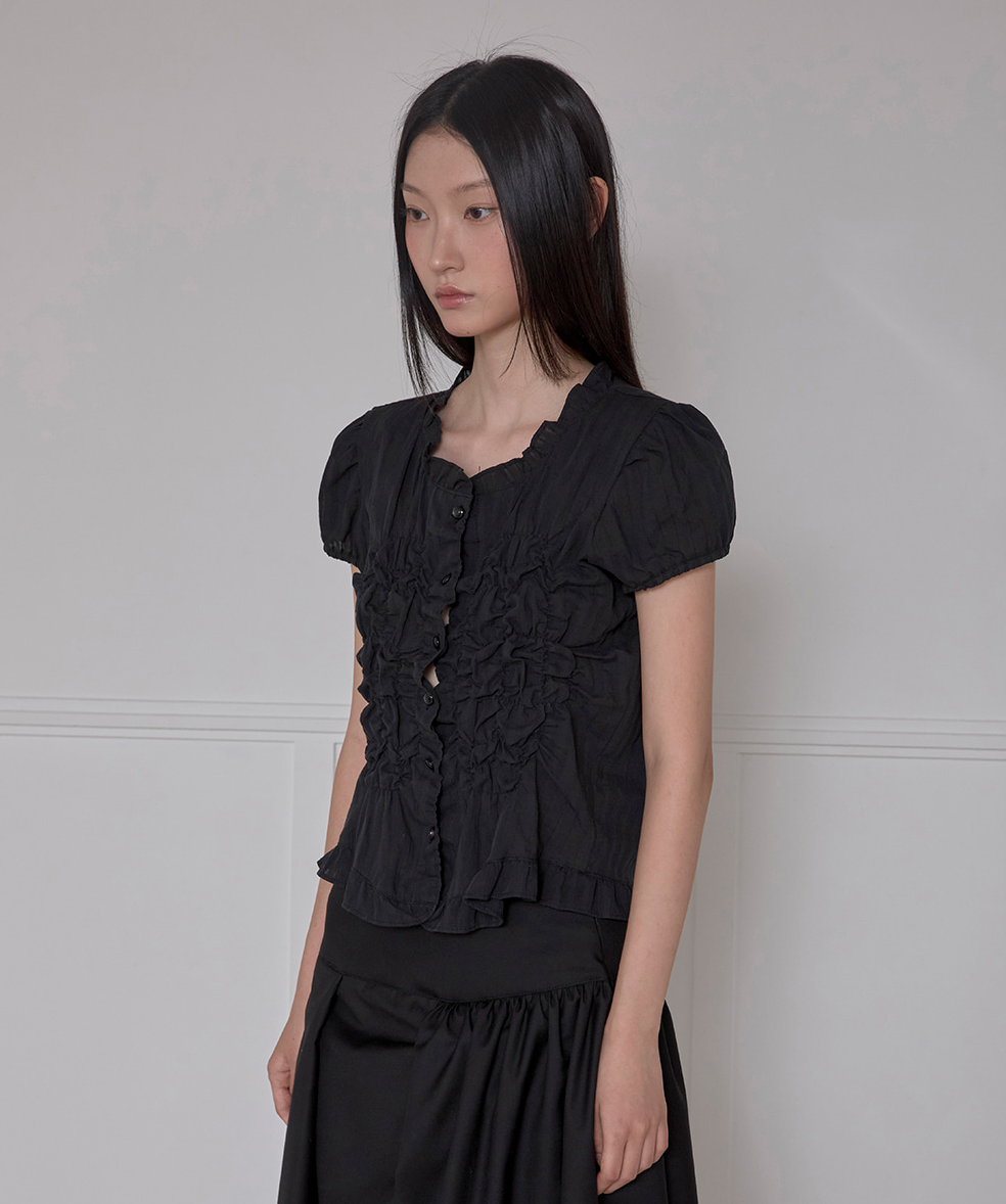 Saya Frill Puff Blouse (Black)
