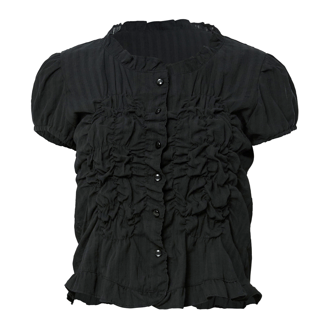 Saya Frill Puff Blouse (Black)