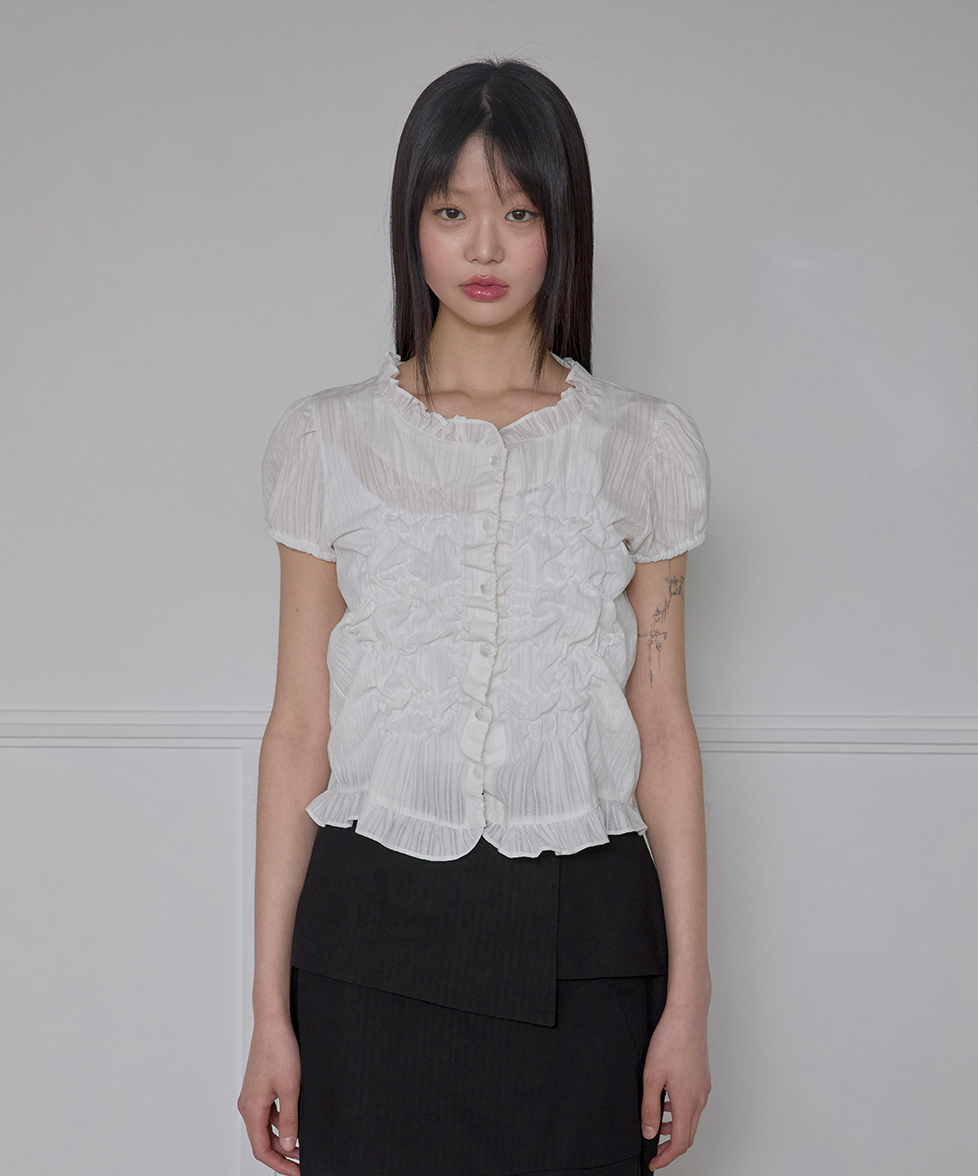 Saya Frill Puff Blouse (White)