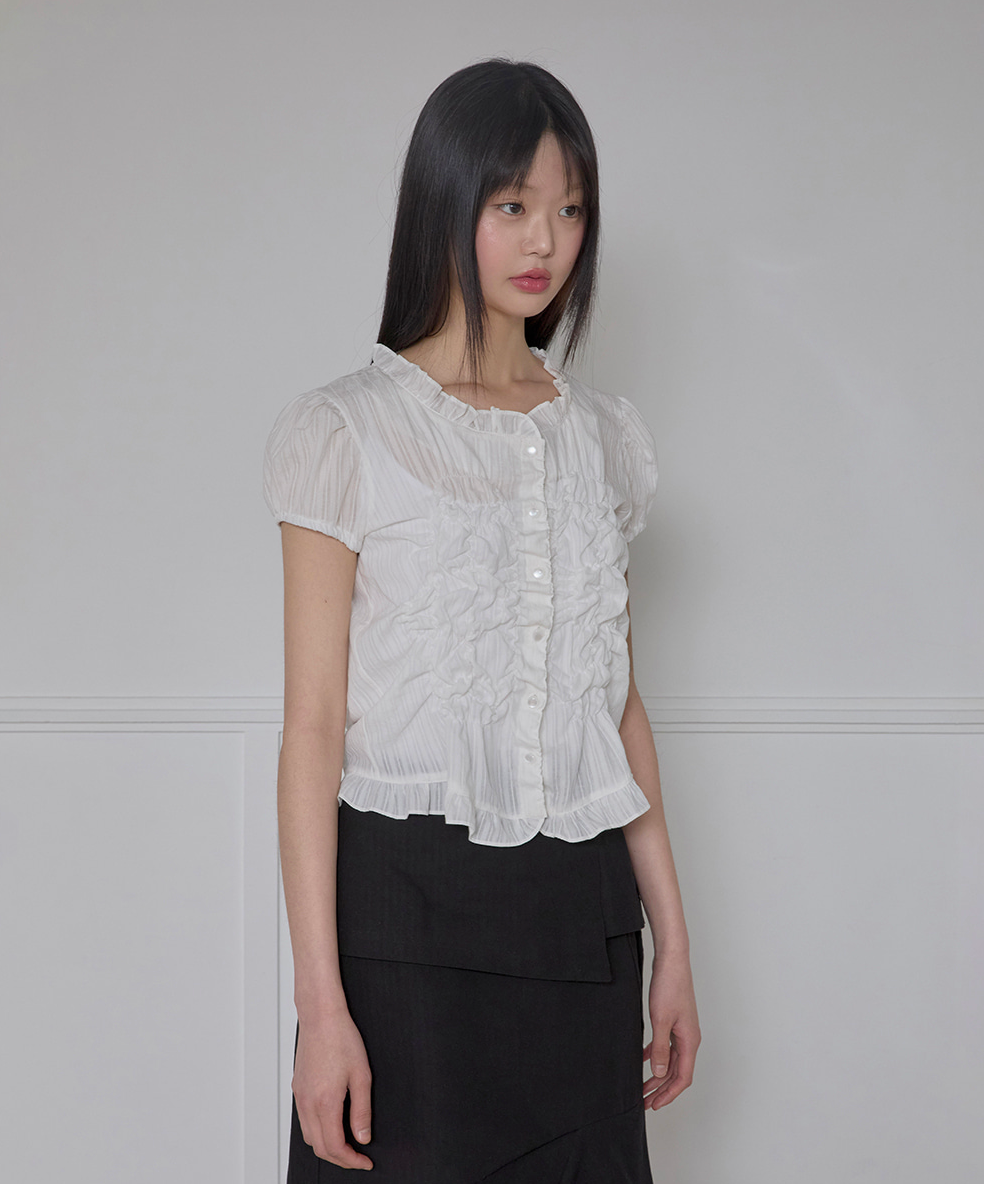 Saya Frill Puff Blouse (White)